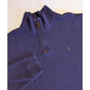 Polo Ralph Lauren Mens XXL Purple 1/4 Zip Cotton Pullover Sweater Pony Logo NICE